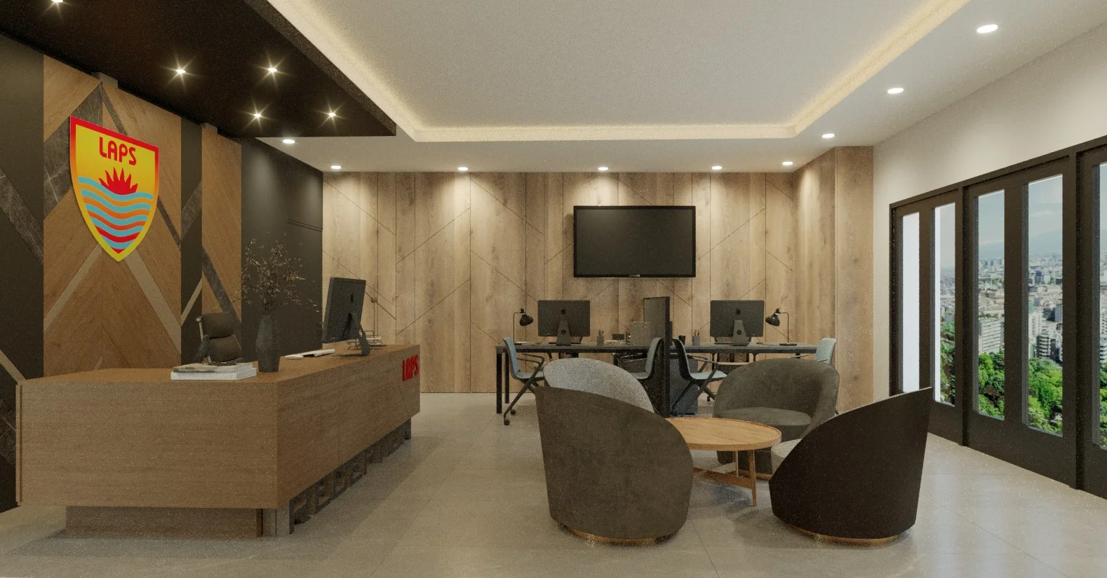 Interior circulation and acoustic material finishing